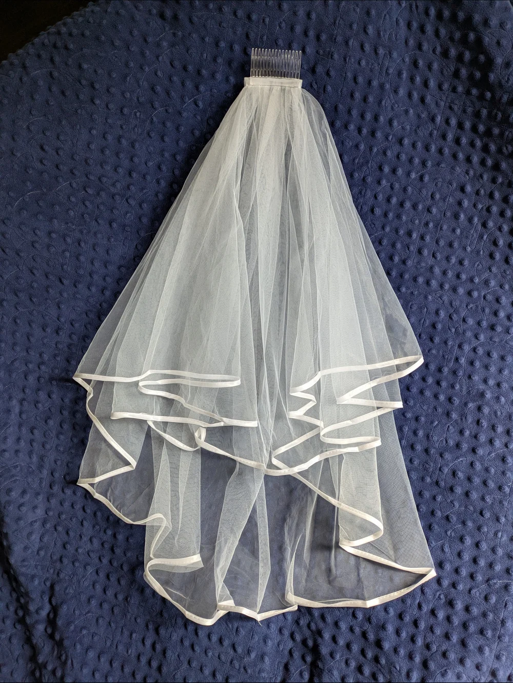 Bridal Veil with Satin Edge - White